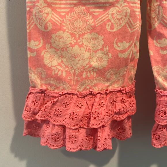 Matilda Jane size 4 Sugar Rush Pink Damask Ruffle Capri Pant - Picture 6 of 7